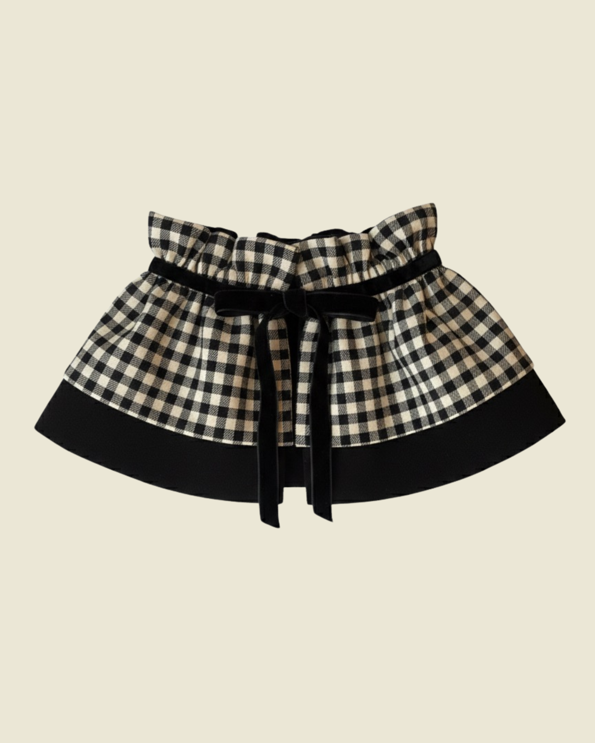 Cuello Ondine bebé niña · vichy y terciopelo negro