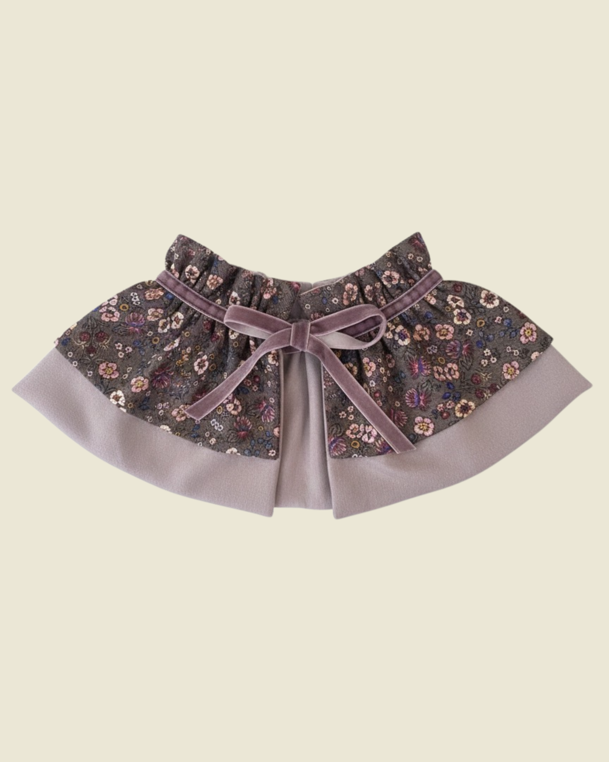 Cuello Ondine flores bebé - niña · púrpura y gris