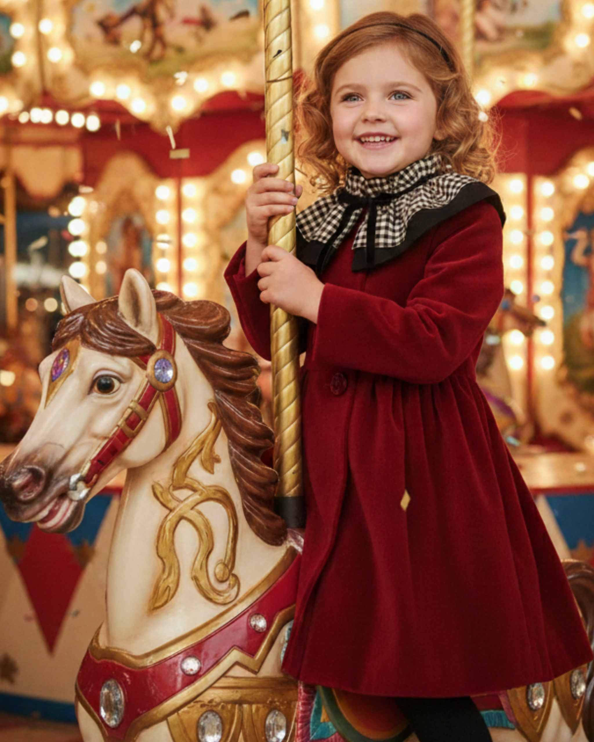 Cuello Ondine bebé niña · vichy y terciopelo negro