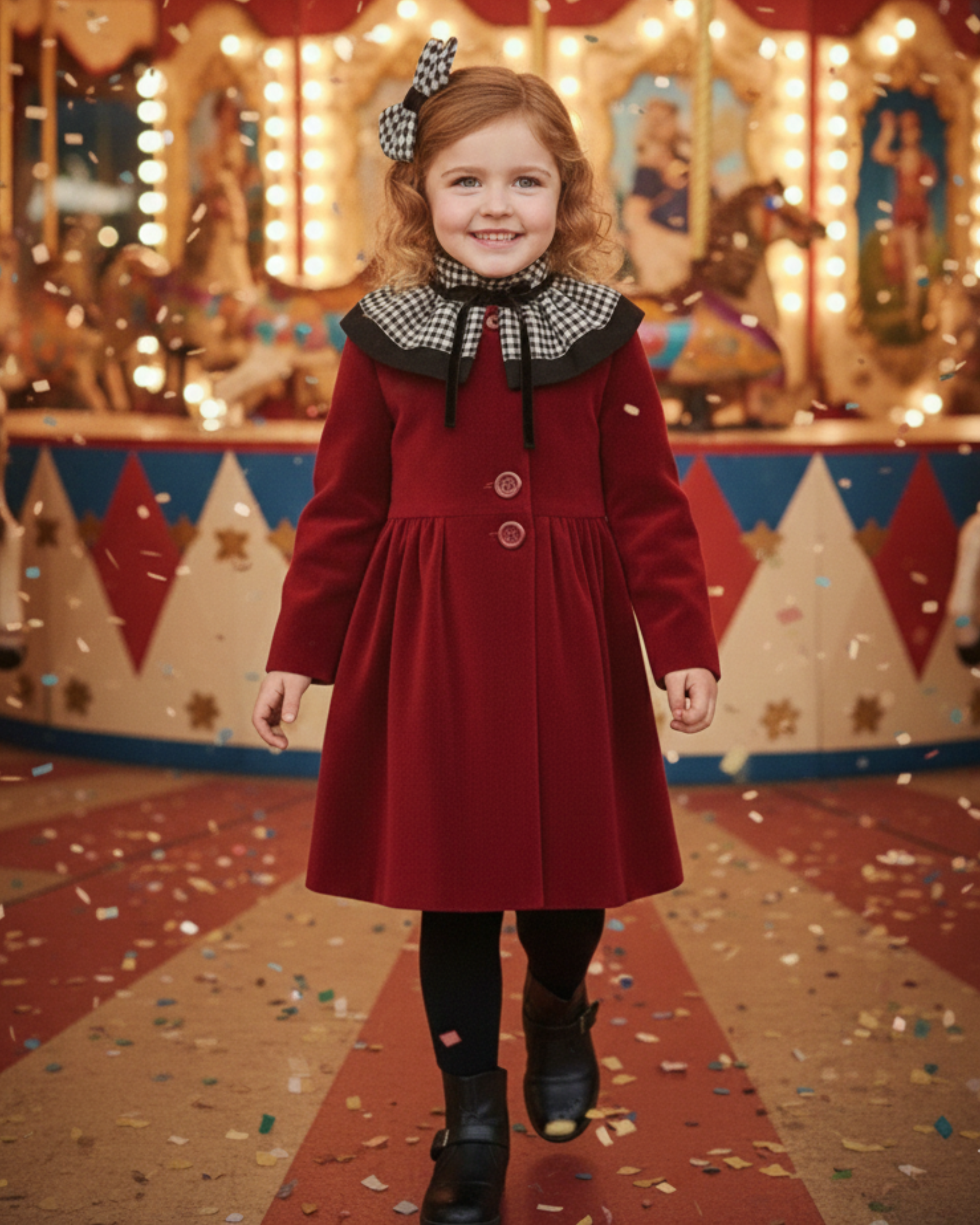 Cuello Ondine bebé niña · vichy y terciopelo negro