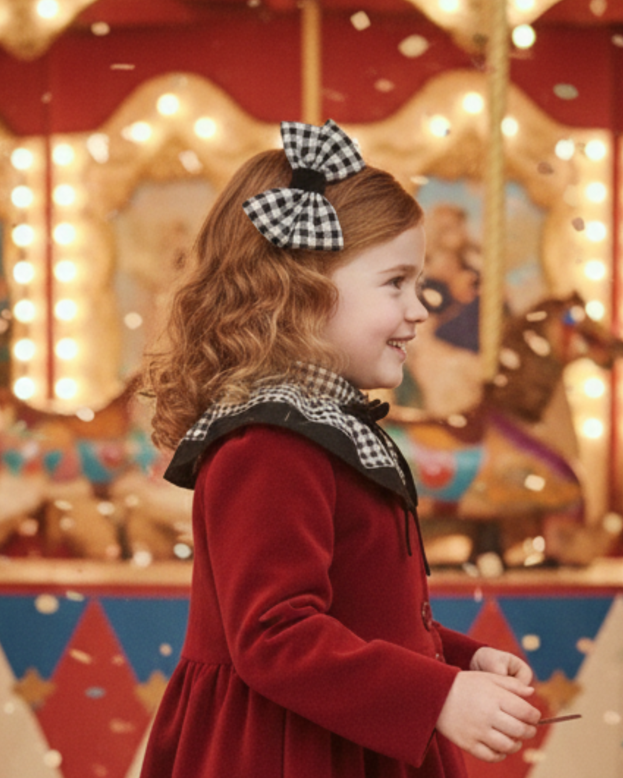 Cuello Ondine bebé niña · vichy y terciopelo negro