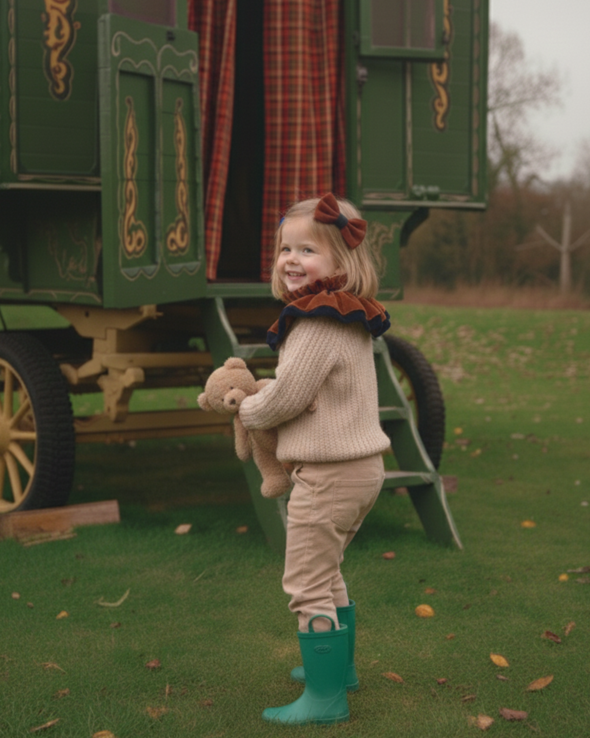 Lazo Coquette terciopelo caldero y azul marino