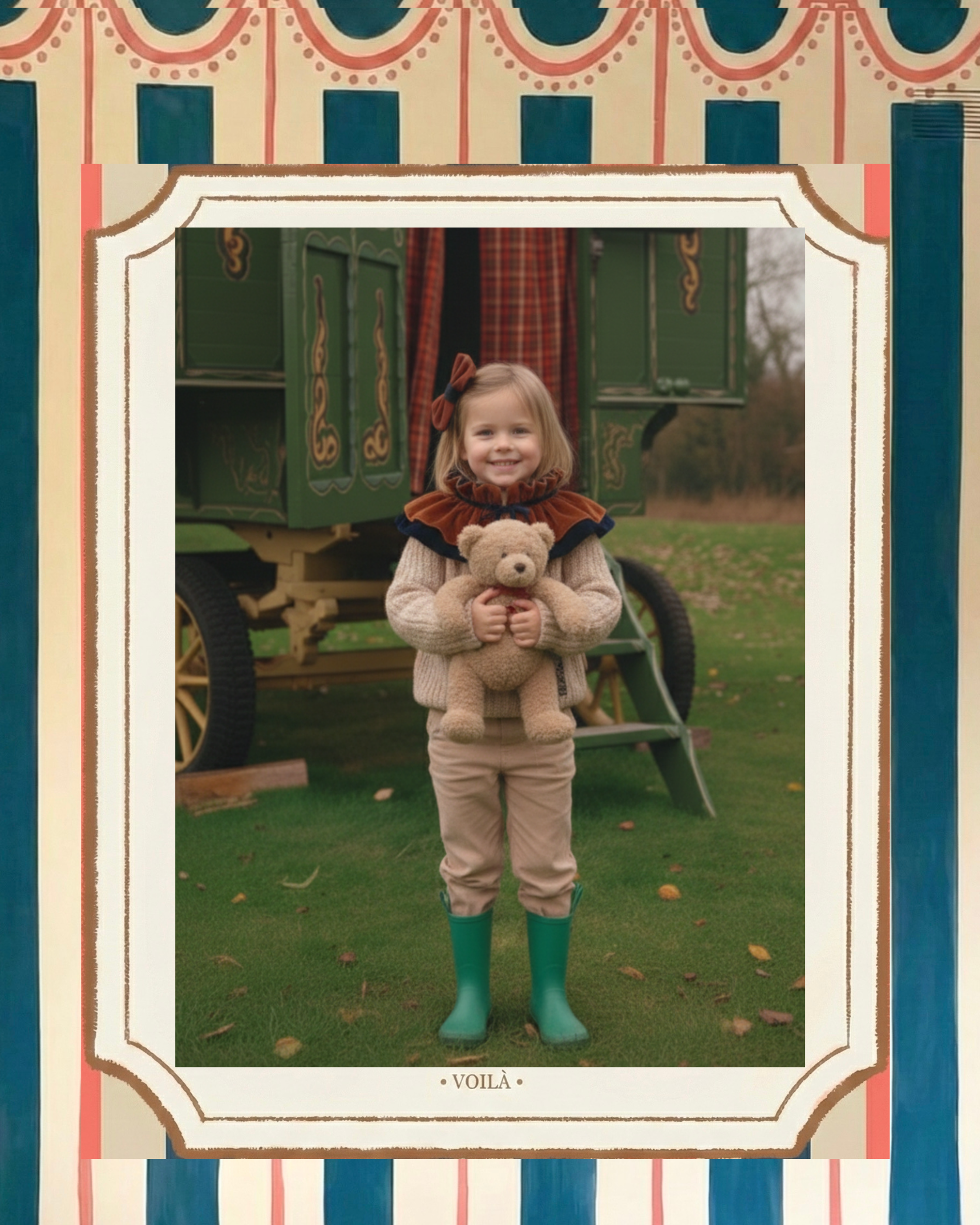 Cuello Ondine bebé - niña ·  terciopelo caldero y azul empolvado
