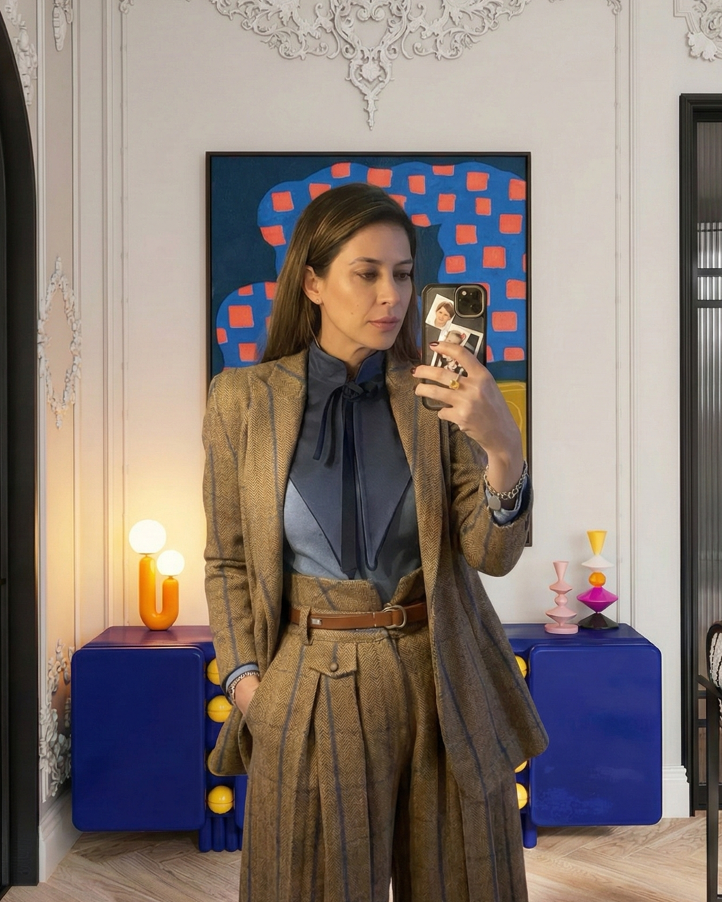 Cuello Marquis · MUJER · Terciopelo rojo y azul empolvado (reversible)