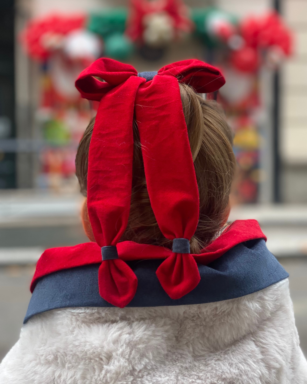 Lazo Arlequin · Terciopelo rojo y azul empolvado