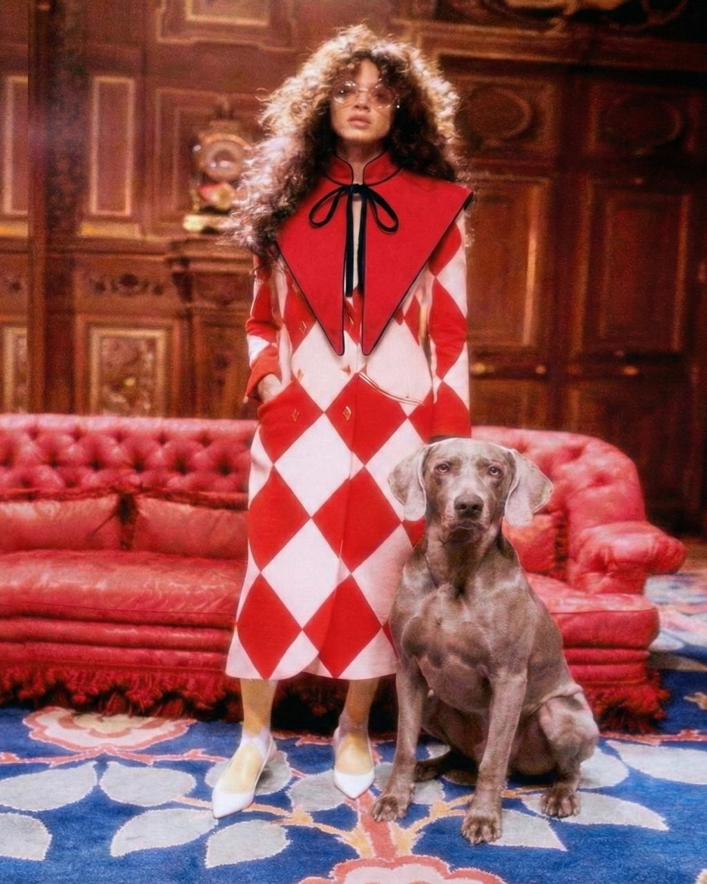 Cuello Marquis · MUJER · Terciopelo rojo y azul empolvado (reversible)