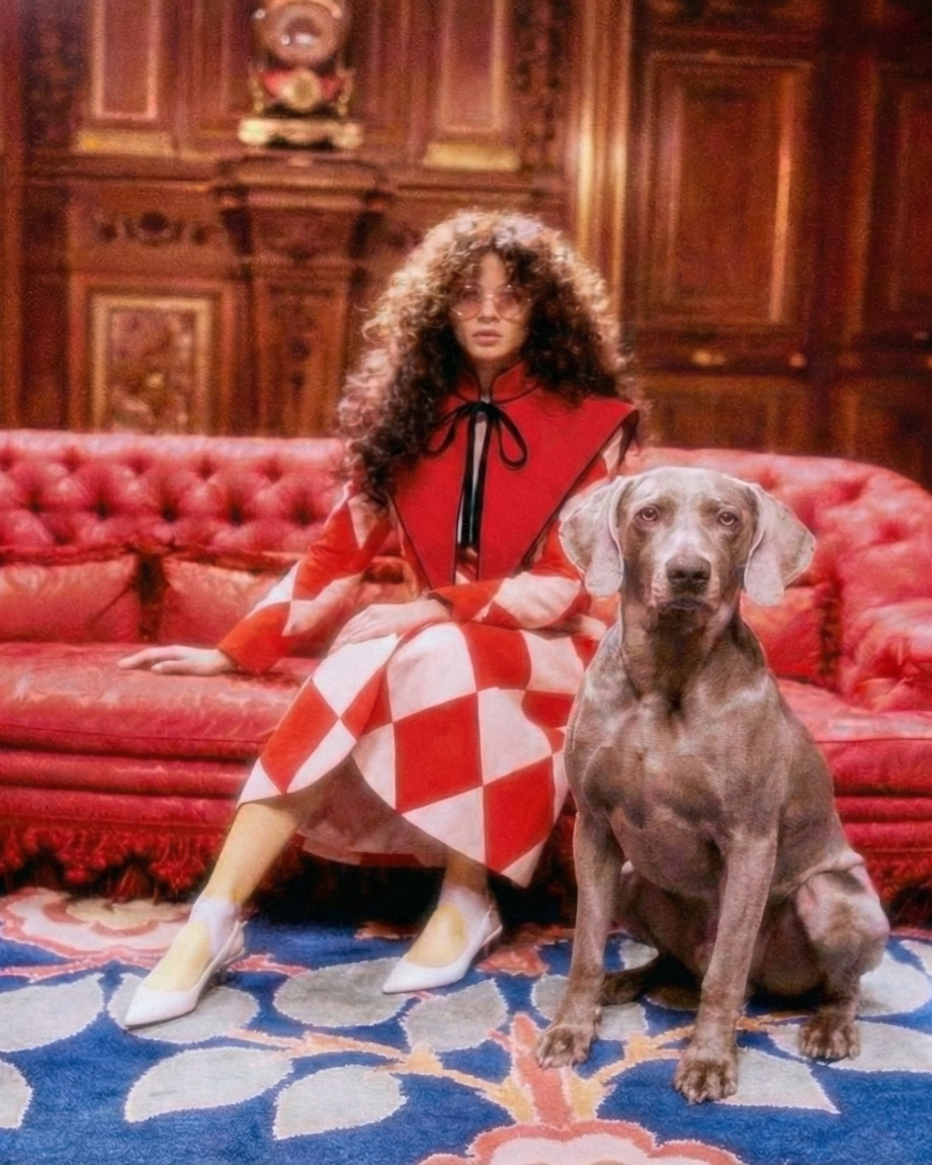 Cuello Marquis · MUJER · Terciopelo rojo y azul empolvado (reversible)