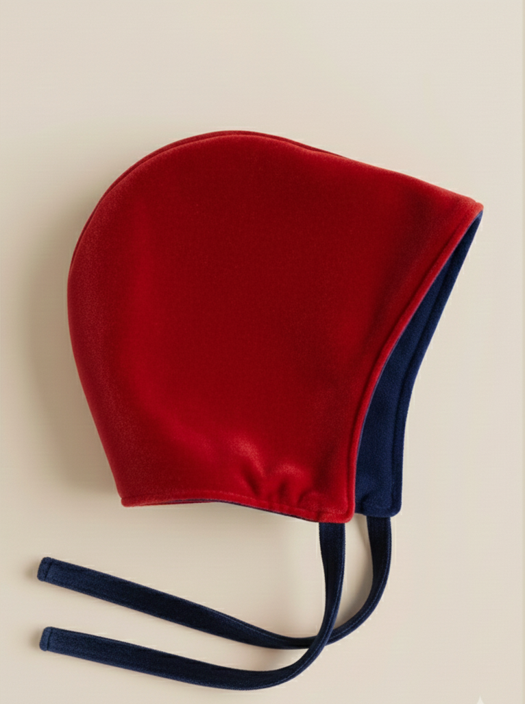 Capota Odette · MUJER · terciopelo rojo y azul marino (reversible)