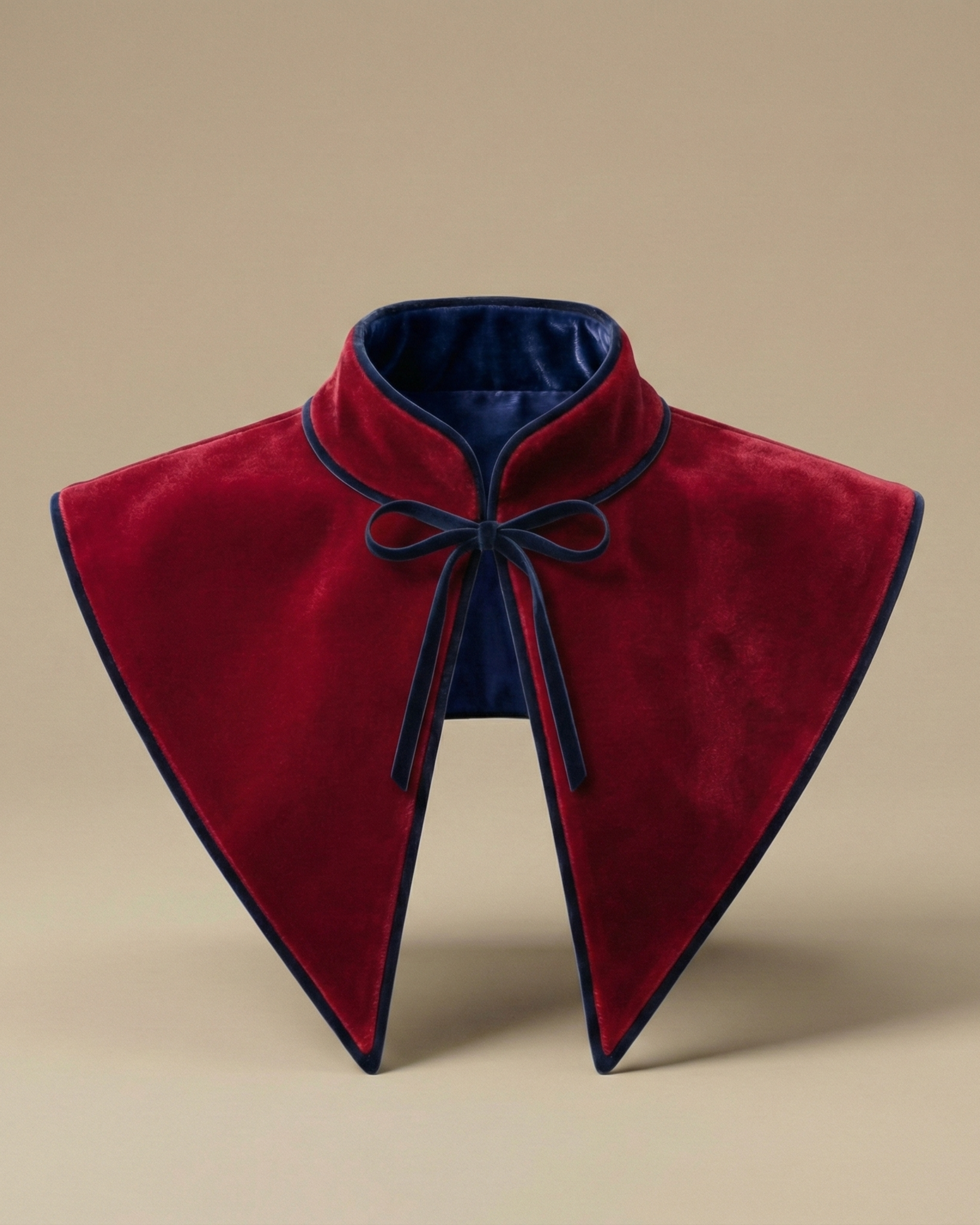 Cuello Marquis · MUJER · Terciopelo rojo y azul empolvado (reversible)