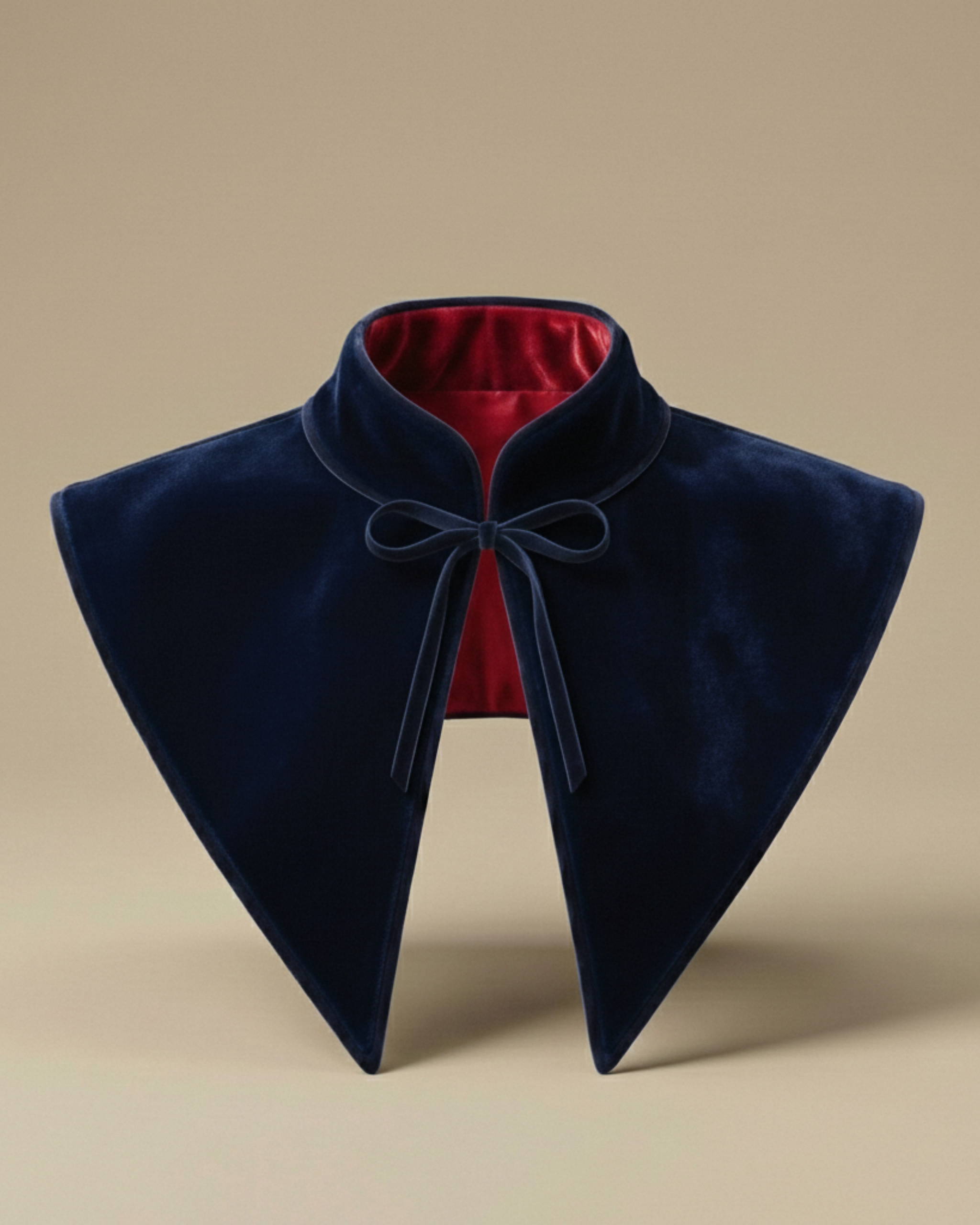 Cuello Marquis · MUJER · Terciopelo rojo y azul empolvado (reversible)