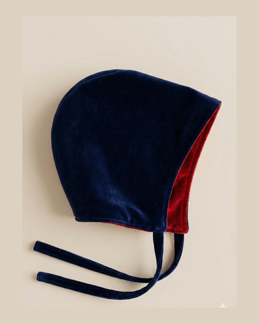 Capota Odette · MUJER · terciopelo rojo y azul marino (reversible)