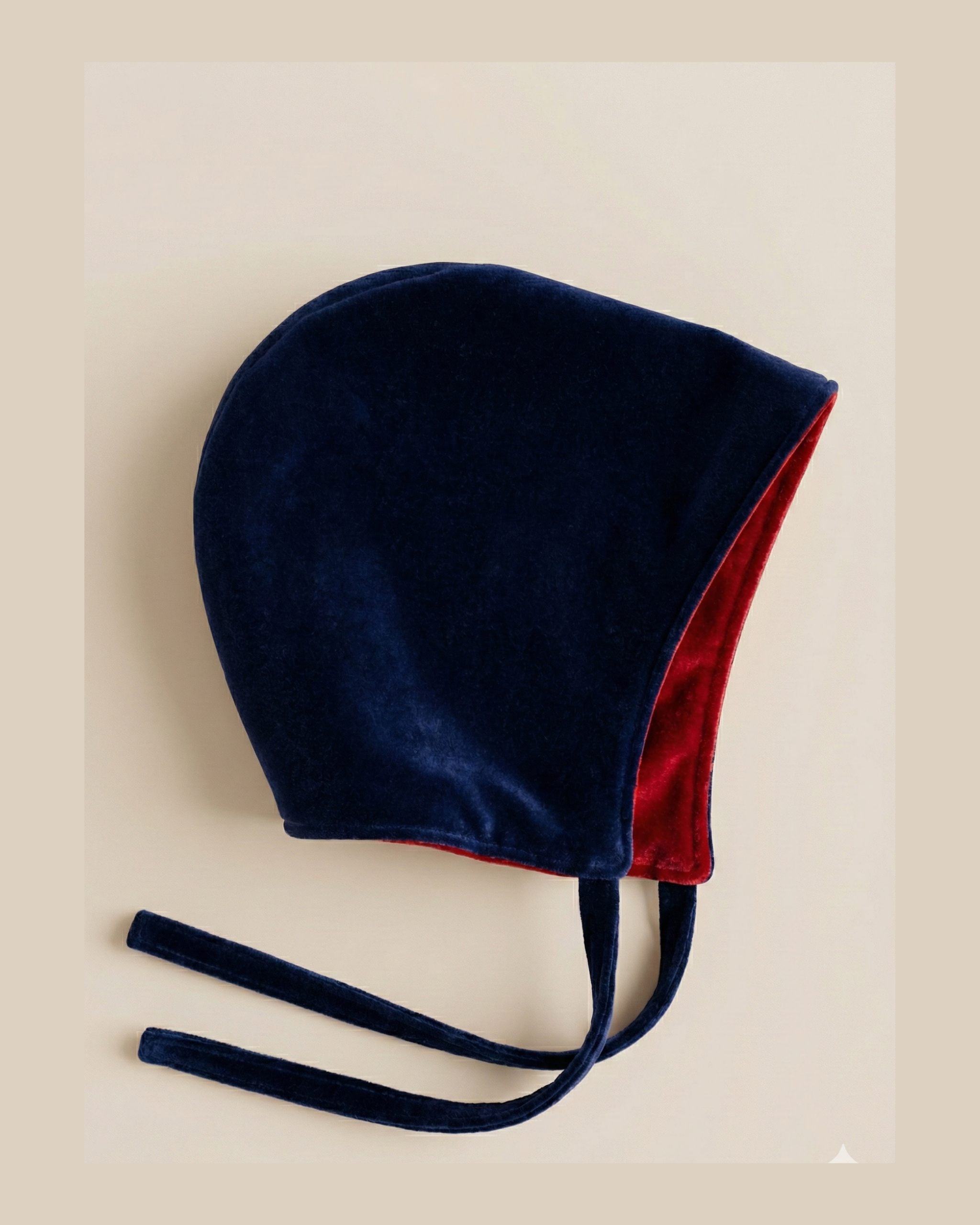 Capota Odette · MUJER · terciopelo rojo y azul marino (reversible)